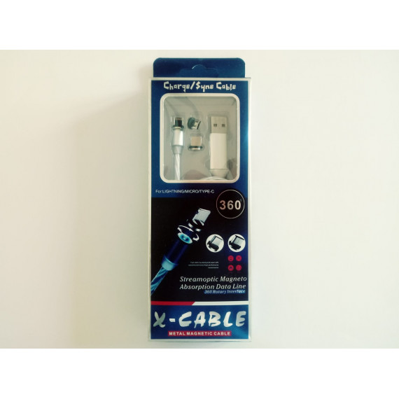Cavo Magnetico X-Cable con luce LED e Adattatore USB type C e Micro USB 1 m